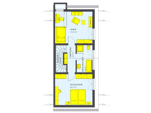 Fertighaus SOLUTION 117 L V2 von Living Fertighaus Schlüsselfertig ab 246248€, Satteldach-Klassiker Grundriss 2