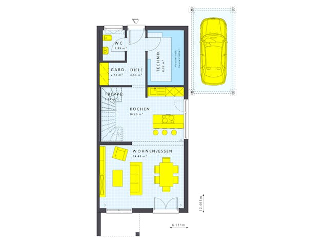 Fertighaus SOLUTION 125 L V3 von Living Fertighaus Schlüsselfertig ab 446559€, Satteldach-Klassiker Grundriss 1