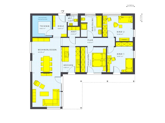 Fertighaus SOLUTION 110 V4 von Living Fertighaus Schlüsselfertig ab 395550€, Bungalow Grundriss 1
