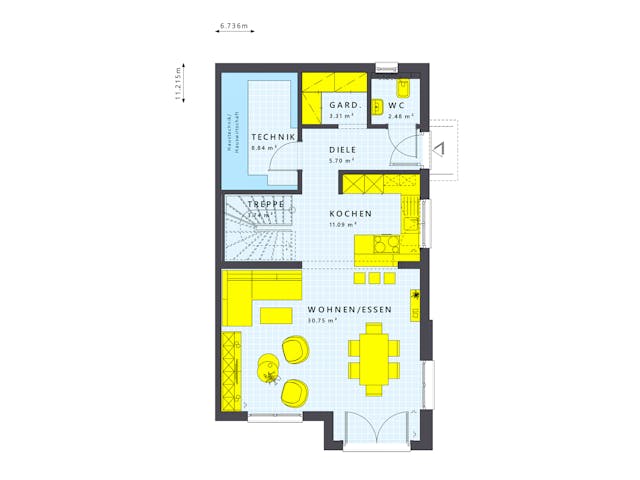 Fertighaus SOLUTION 124 V3 von Living Fertighaus, Satteldach-Klassiker Grundriss 1