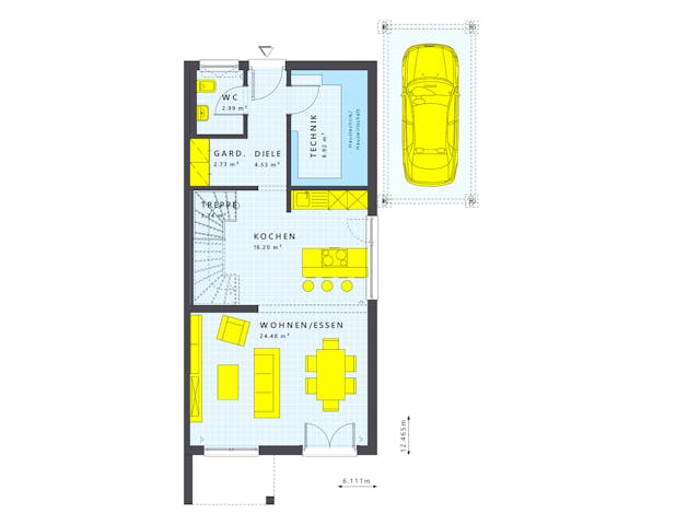 Fertighaus SOLUTION 125 V3 von Living Fertighaus Schlüsselfertig ab 92027€, Satteldach-Klassiker Grundriss 1