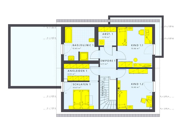 Fertighaus SOLUTION 183 V3 von Living Fertighaus Schlüsselfertig ab 478310€, Satteldach-Klassiker Innenansicht 2