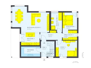Fertighaus SOLUTION 204 V7 L von Living Fertighaus Schlüsselfertig ab 518569€, Stadtvilla Grundriss 1