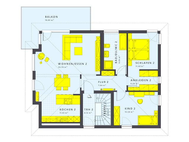 Fertighaus SOLUTION 204 V8 L von Living Fertighaus Schlüsselfertig ab 525588€, Cubushaus Grundriss 2