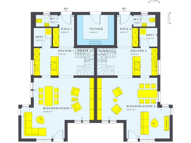 Fertighaus SOLUTION 242 V6 von Living Fertighaus Schlüsselfertig ab 686444€, Stadtvilla Grundriss 1