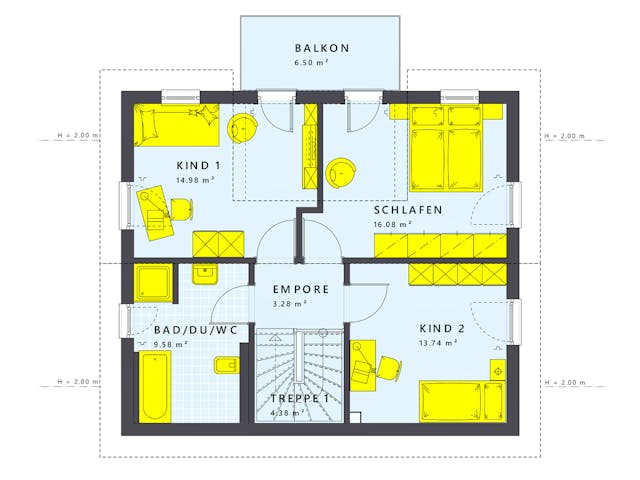 Fertighaus SUNSHINE 125 V4 von Living Fertighaus Schlüsselfertig ab 301963€, Satteldach-Klassiker Grundriss 2