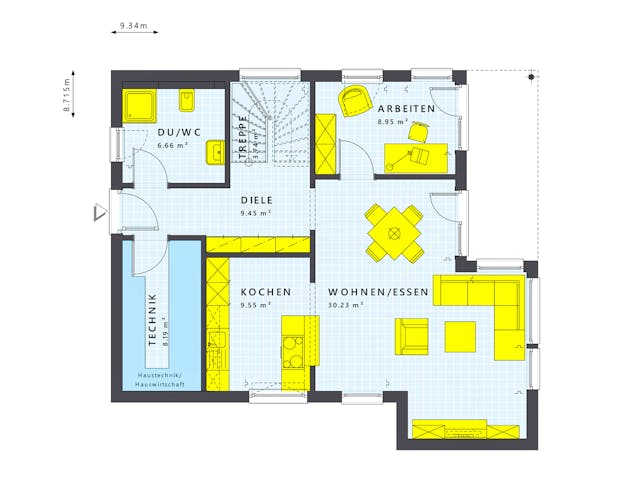 Fertighaus SUNSHINE 136 V8 von Living Fertighaus Schlüsselfertig ab 378037€, Cubushaus Grundriss 1