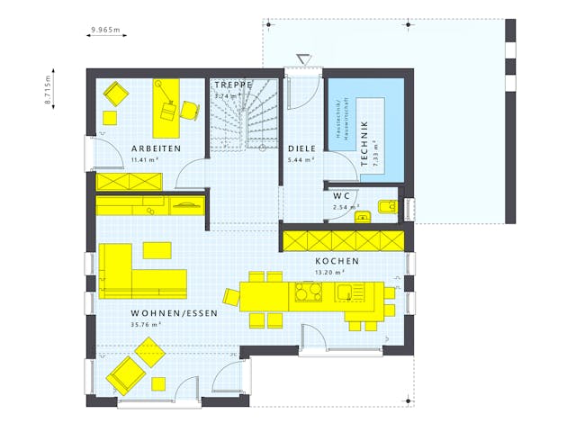 Fertighaus SUNSHINE 143 V7 von Living Fertighaus Schlüsselfertig ab 354271€, Cubushaus Innenansicht 1