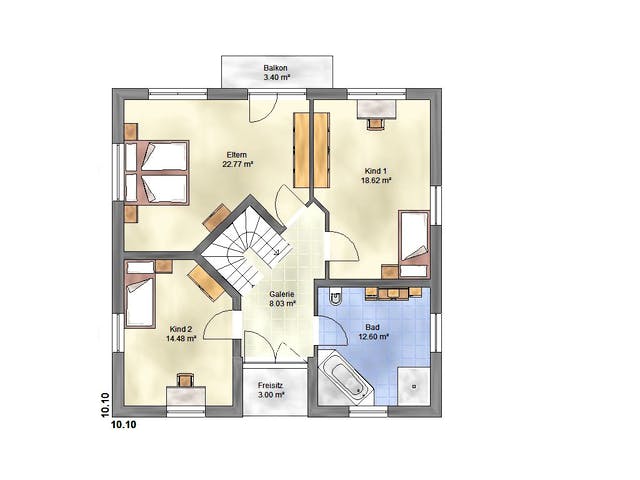 Massivhaus Lifestyle 180 ZD von EUROMAC 2 S.A.S. Bausatzhaus ab 47328€, Stadtvilla Grundriss 1