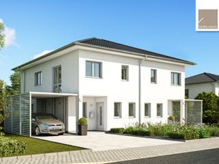 Massivhaus Doppelhaus Linus von Kern-Haus Schlüsselfertig ab 355900€, Stadtvilla Außenansicht 1