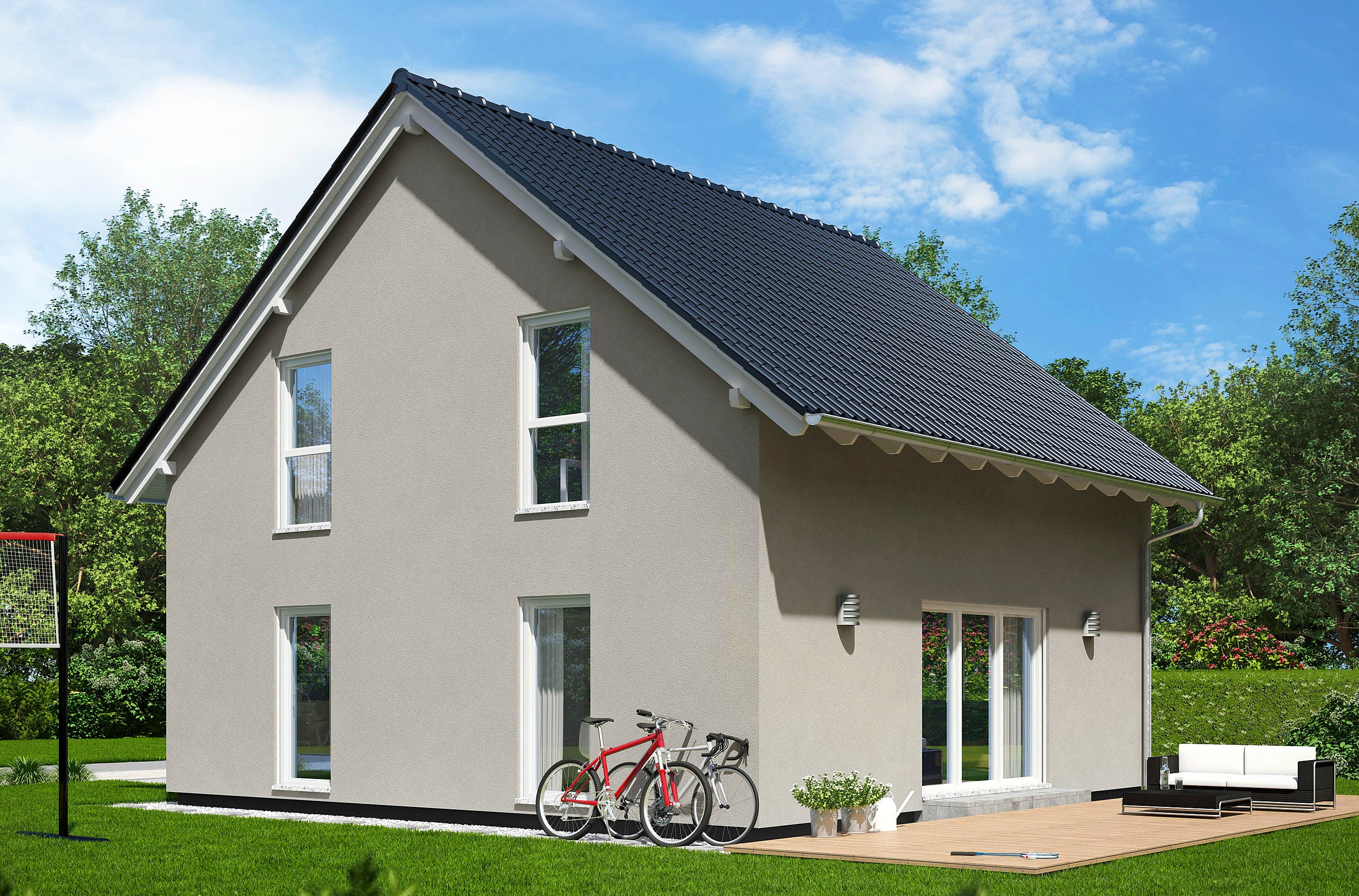 Fertighaus Lissabon von FINGERHUT-HAUS Schlüsselfertig ab 378395€, Satteldach-Klassiker Außenansicht 1