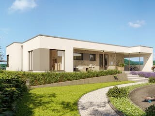 Fertighaus SOLUTION 101 V4 von Living Fertighaus Schlüsselfertig ab 316206€, Bungalow Außenansicht 1