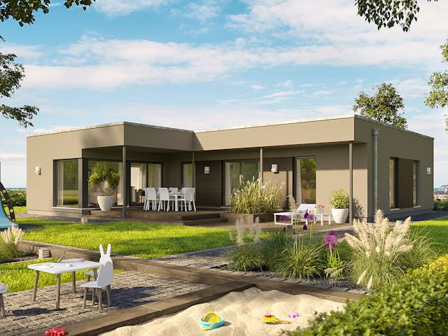 Fertighaus SOLUTION 110 V4 von Living Fertighaus Schlüsselfertig ab 330749€, Bungalow Außenansicht 1