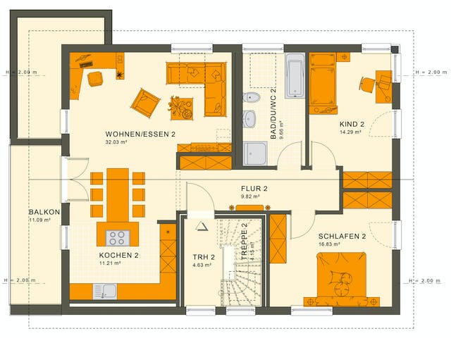 Fertighaus SOLUTION 204 V5 L von Living Fertighaus Ausbauhaus ab 456290€, Stadtvilla Grundriss 2