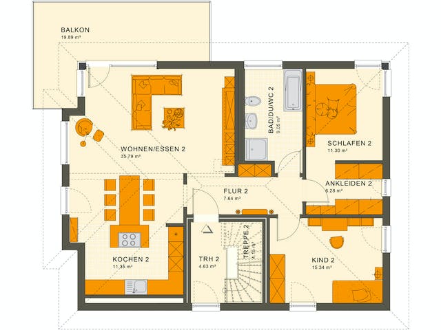 Fertighaus SOLUTION 204 V6 L von Living Fertighaus Ausbauhaus ab 518569€, Stadtvilla Grundriss 2