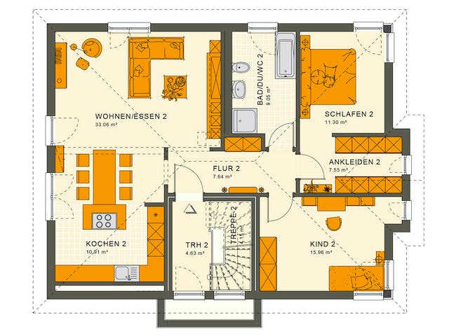 Fertighaus SOLUTION 204 V7 L von Living Fertighaus Ausbauhaus ab 484899€, Stadtvilla Grundriss 2