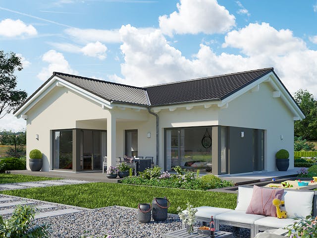 Fertighaus SOLUTION 82 V2 von Living Fertighaus Schlüsselfertig ab 271024€, Bungalow Außenansicht 1 Fertighaus SOLUTION 82 V2 von Living Fertighaus Schlüsselfertig ab 271024€, Bungalow Außenansicht 1