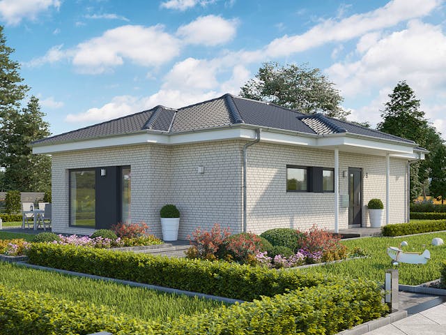 Fertighaus SOLUTION 82 V3 von Living Fertighaus Schlüsselfertig ab 278297€, Bungalow Außenansicht 1 Fertighaus SOLUTION 82 V3 von Living Fertighaus Schlüsselfertig ab 278297€, Bungalow Außenansicht 1