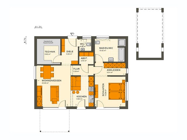 Fertighaus SOLUTION 82 V4 von Living Fertighaus Ausbauhaus ab 265637€, Bungalow Grundriss 1