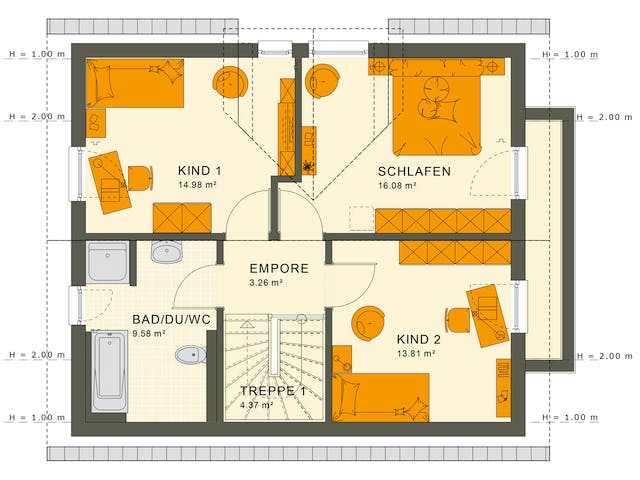 Fertighaus SUNSHINE 125 V3 von Living Fertighaus Ausbauhaus ab 302278€, Satteldach-Klassiker Grundriss 2