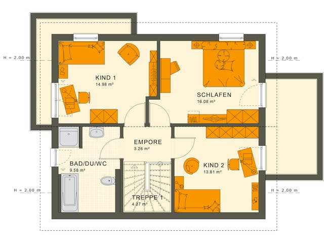 Fertighaus SUNSHINE 125 V5 von Living Fertighaus Ausbauhaus ab 286795€, Satteldach-Klassiker Grundriss 2