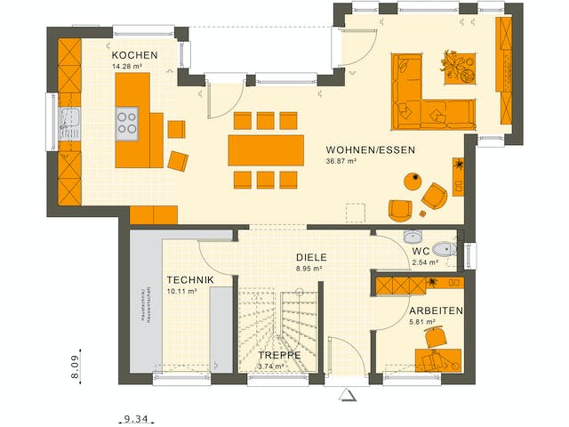 Fertighaus SUNSHINE 125 V7 von Living Fertighaus Ausbauhaus ab 330436€, Cubushaus Grundriss 1