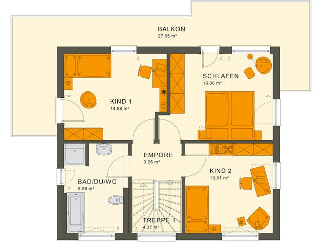 Fertighaus SUNSHINE 125 V7 von Living Fertighaus Ausbauhaus ab 330436€, Cubushaus Grundriss 2