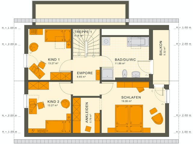 Fertighaus SUNSHINE 143 V2 von Living Fertighaus Ausbauhaus ab 307261€, Satteldach-Klassiker Grundriss 2