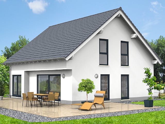 Massivhaus Haus 1 von Loewenfeld Bauen Schlüsselfertig ab 399000€, Satteldach-Klassiker Außenansicht 1