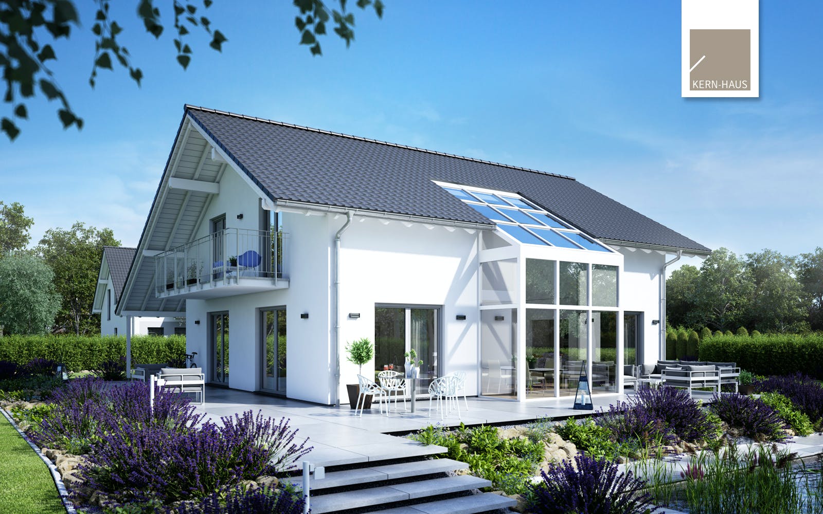 Massivhaus Familienhaus Luce von Kern-Haus Schlüsselfertig ab 659900€, Satteldach-Klassiker Außenansicht 2