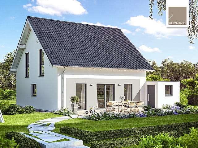 Massivhaus Familienhaus Luna von Kern-Haus Schlüsselfertig ab 313900€, Satteldach-Klassiker Außenansicht 1