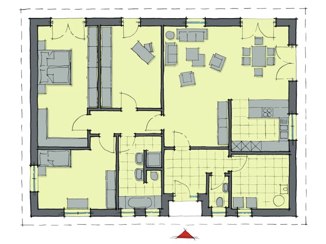 Fertighaus als Bungalow: Grundriss 150 qm von GUSSEK HAUS