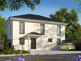 Massivhaus Maiestas von AUREA Massivhaus, Stadtvilla Außenansicht 2