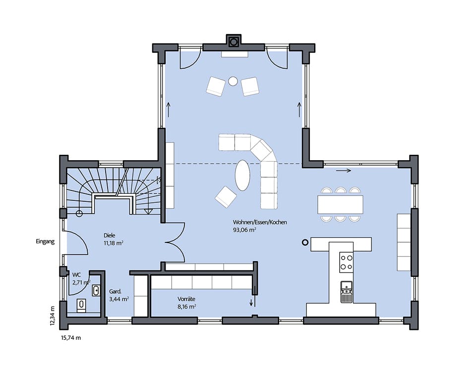 Massivhaus Christiansen von Mammen Bauunternehmen, Satteldach-Klassiker Grundriss 1