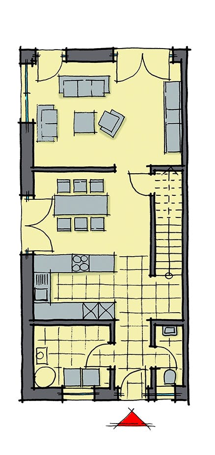 Fertighaus Marseille von GUSSEK HAUS Schlüsselfertig ab 382800€, Satteldach-Klassiker Grundriss 1