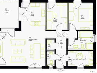 Fertighaus ComfortStyle 10.02 W von massa haus Ausbauhaus ab 139999€, Bungalow Grundriss 1