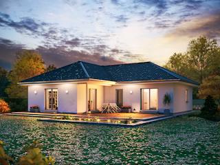 Fertighaus ComfortStyle 13.01 W von massa haus Ausbauhaus ab 158999€, Bungalow Außenansicht 2