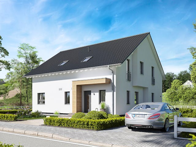 Fertighaus FamilyStyle 24.01 S von massa haus Ausbauhaus ab 208999€, Satteldach-Klassiker Außenansicht 1 Fertighaus FamilyStyle 24.01 S von massa haus Ausbauhaus ab 208999€, Satteldach-Klassiker Außenansicht 1