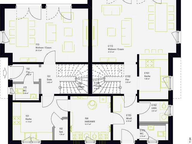 Fertighaus FamilyStyle 24.01 S von massa haus Ausbauhaus ab 208999€, Satteldach-Klassiker Grundriss 1 Fertighaus FamilyStyle 24.01 S von massa haus Ausbauhaus ab 208999€, Satteldach-Klassiker Grundriss 1