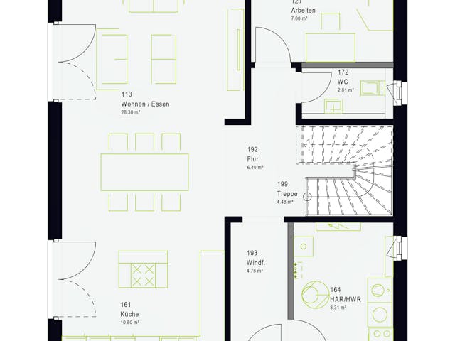 Fertighaus LifeStyle 14.04 S von massa haus Ausbauhaus ab 134999€, Satteldach-Klassiker Grundriss 1