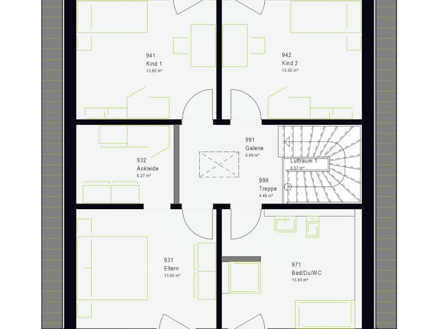 Fertighaus LifeStyle 14.04 S von massa haus Ausbauhaus ab 134999€, Satteldach-Klassiker Grundriss 2