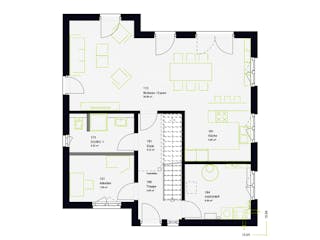Fertighaus LifeStyle 16.05 P von massa haus Ausbauhaus ab 159999€, Pultdachhaus Grundriss 1
