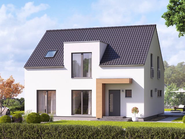 Fertighaus LifeStyle 18.06 S von massa haus Ausbauhaus ab 156999€, Satteldach-Klassiker Außenansicht 1 Fertighaus LifeStyle 18.06 S von massa haus Ausbauhaus ab 156999€, Satteldach-Klassiker Außenansicht 1