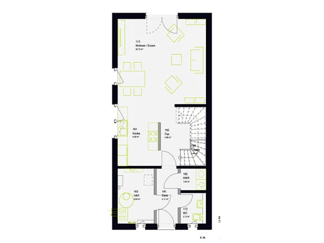 Fertighaus TwinStyle 11.01 S von massa haus Ausbauhaus ab 137999€, Satteldach-Klassiker Grundriss 1