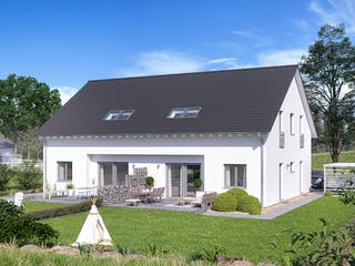 Fertighaus TwinStyle 15.01 S von massa haus Ausbauhaus ab 156999€, Satteldach-Klassiker Außenansicht 3