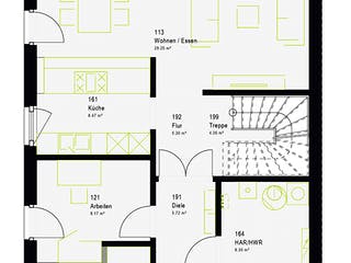 Fertighaus TwinStyle 15.01 S von massa haus Ausbauhaus ab 156999€, Satteldach-Klassiker Grundriss 1