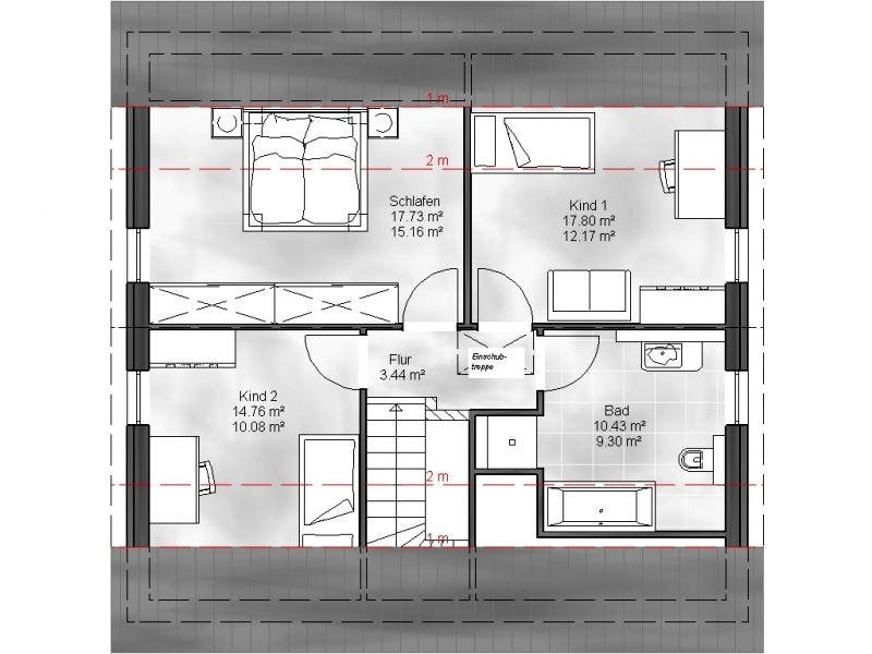 Massivhaus Einfamilienhaus Ben von Massive Wohnbau, Satteldach-Klassiker Grundriss 2