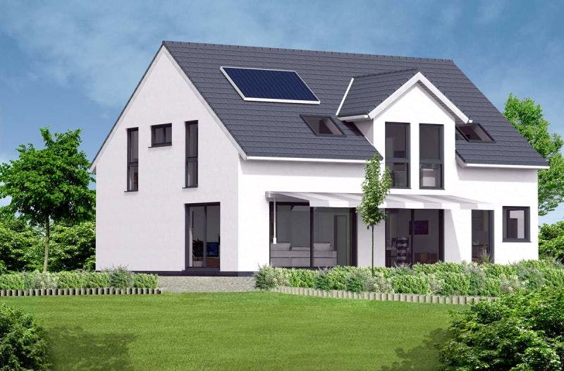 Massivhaus Einfamilienhaus Emilia von Massive Wohnbau, Satteldach-Klassiker Außenansicht 1