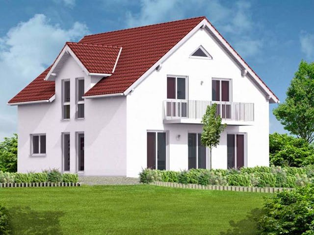 Massivhaus Einfamilienhaus Emma von Massive Wohnbau, Satteldach-Klassiker Außenansicht 1