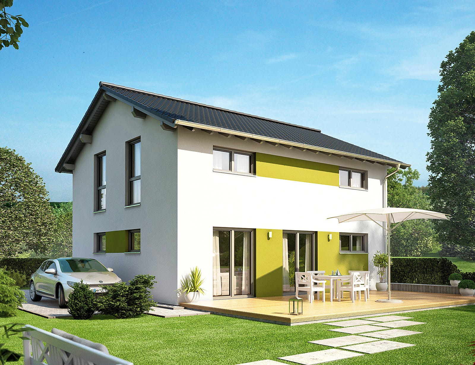 Fertighaus MEDLEY 3.0 110 A S215 von FingerHaus Schlüsselfertig ab 311420€, Satteldach-Klassiker Außenansicht 1